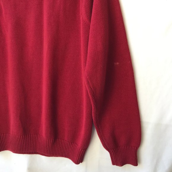 Vtg Tommy Hilfiger Brick Red Cardigan Sweater Cotton Mens Size Small S/P Solid - Picture 8 of 12